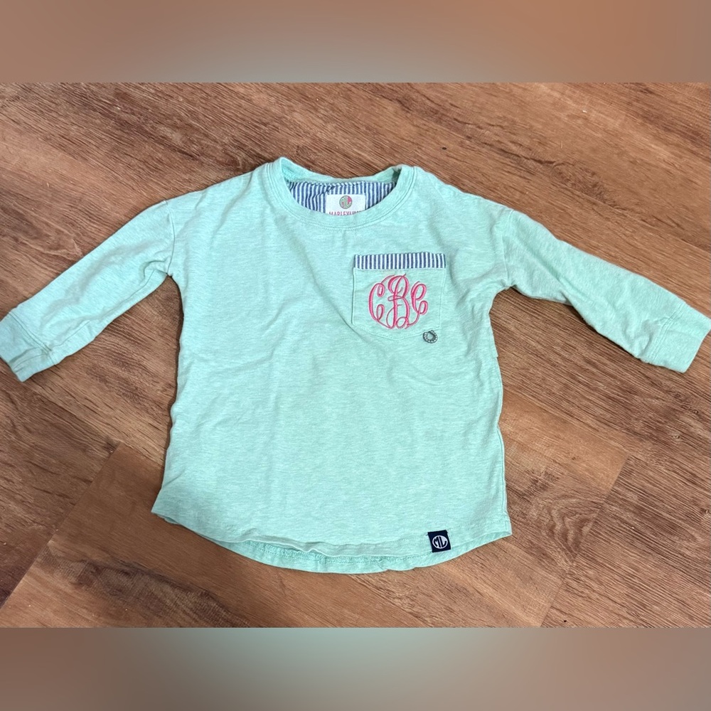 Mint Green Kids Shirt with Pink “cBc” Monogram